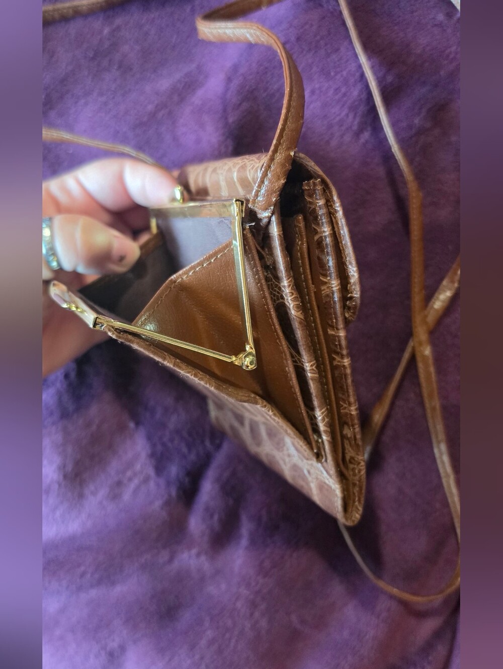 Classic Brown Crossbody Wallet Purse